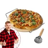 Kamień do pizzy z uchwytem i nożykiem, z kordierytu, okrągły 33 cm  - 1 ['prezent', ' pizza domowa', ' do pieczenia pizzy', ' do serwowania pizzy', ' do pieczenia chleba', ' do pieczenia bułeczek']
